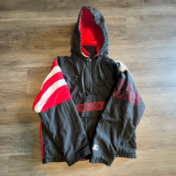 90's Vintage Starter San Francisco 49ers Pullover Hoody Jacket- Size Large - Picture 2 of 7